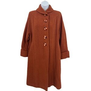 Vintage Ken Whitmore Tailorman Botany Bolair Wool Coat Orange Brown Button Front